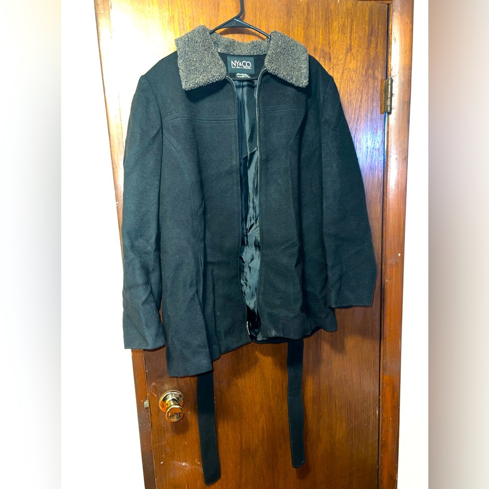 New York & Company Men’s Black Wool Coat - Used- Size XL